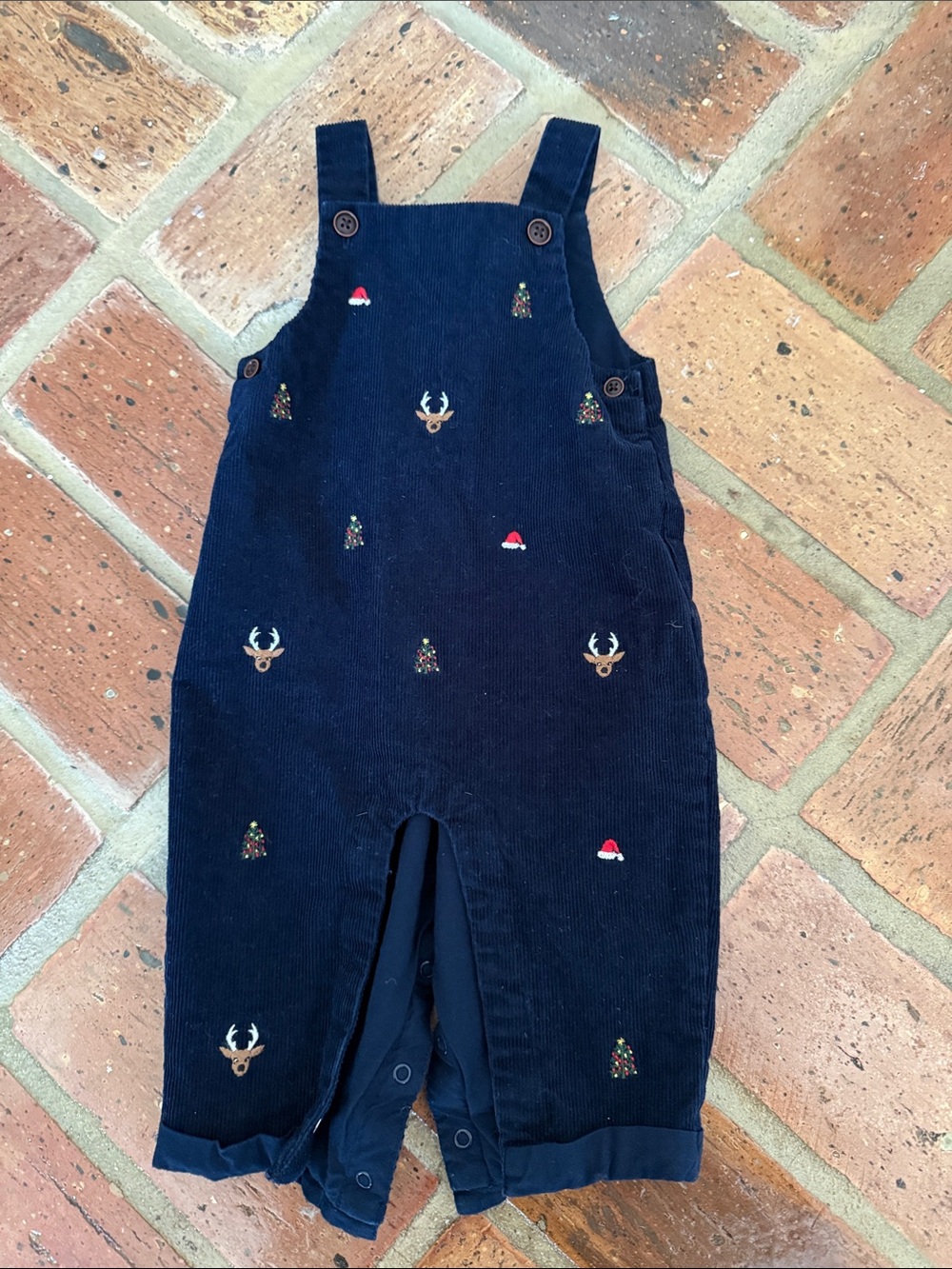 Janie and Jack Christmas Navy Corduroy Overalls Size 3-6 Months